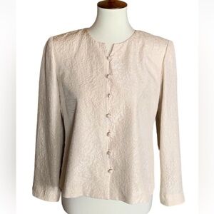 Talbots textured pure silk jacket Cream color Size 6